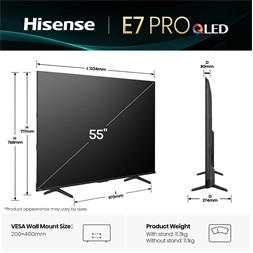 Hisense 55" 55E7QPRO 4K UHD Smart Gamer QLED TV (Újracsomagolt)