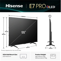 Hisense 55" 55E7QPRO 4K UHD Smart Gamer QLED TV (Újszerű)