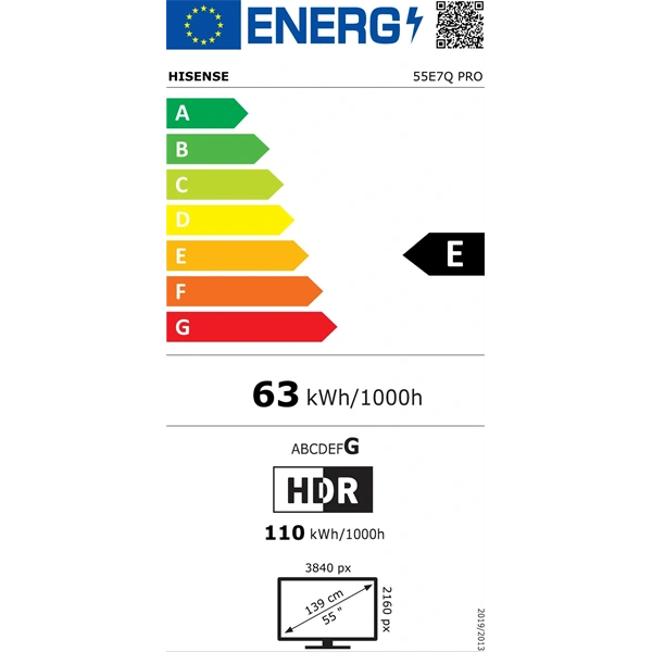 Hisense 55" 55E7QPRO 4K UHD Smart Gamer QLED TV (Újszerű)