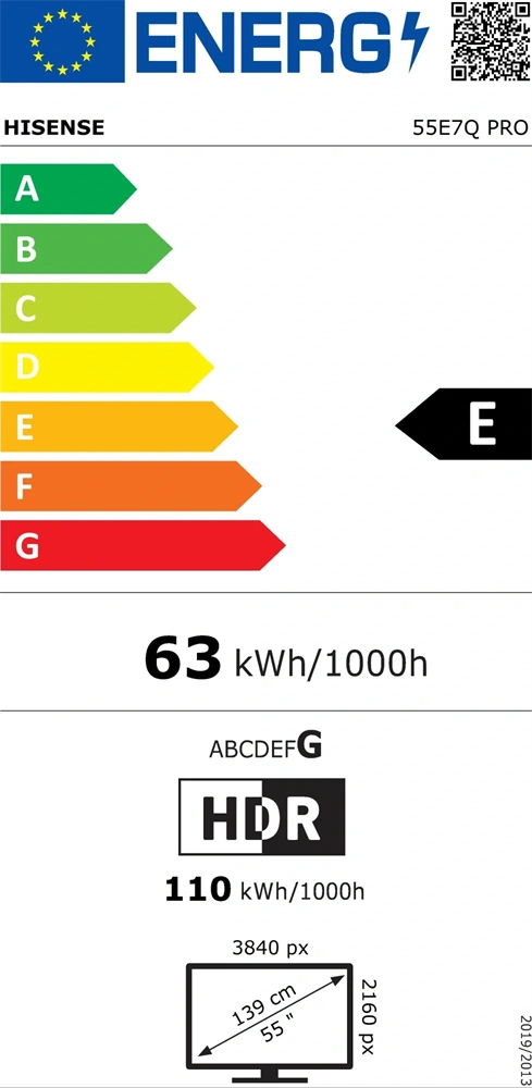 Hisense 55" 55E7QPRO 4K UHD Smart Gamer QLED TV (Újszerű)