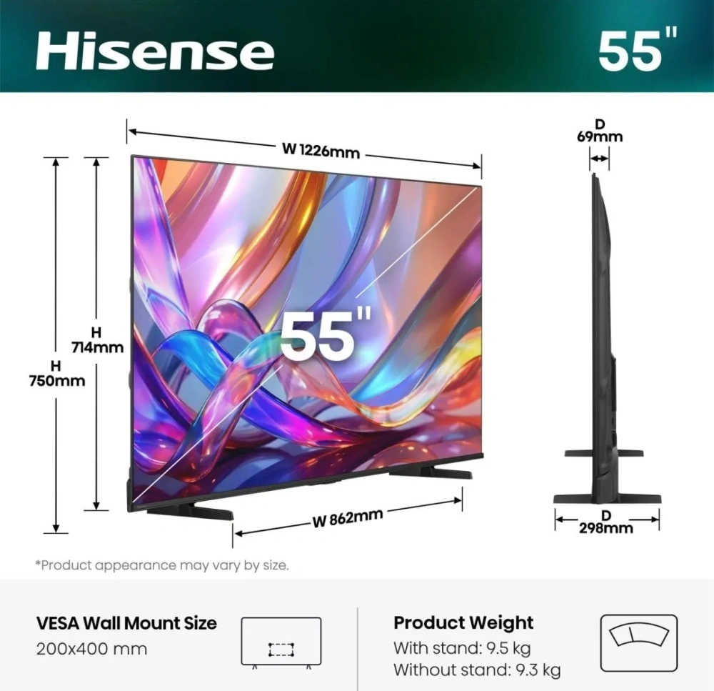Hisense 55" 55E7S 4K UHD Smart QLED TV