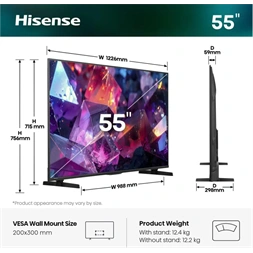 Hisense 55" 55E7S PRO 4K UHD Smart QLED TV