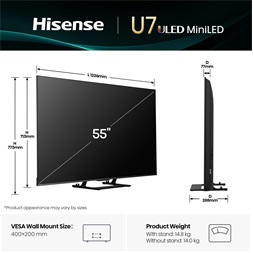Hisense 55" 55U7Q 4K UHD Smart MiniLED ULED TV (Újracsomagolt)