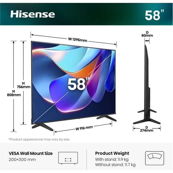 Hisense 58" 58A6S 4K UHD Smart LED TV