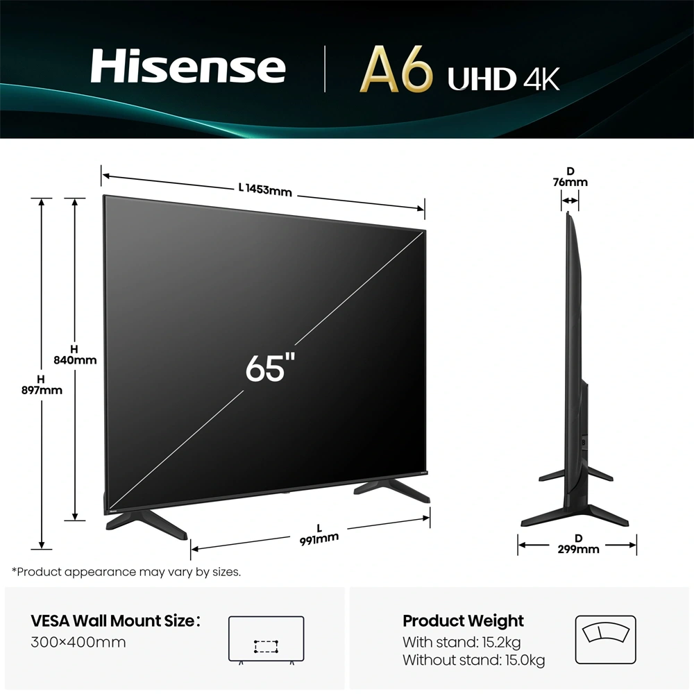 Hisense 65" 65A6Q 4K UHD Smart LED TV (Újszerű)