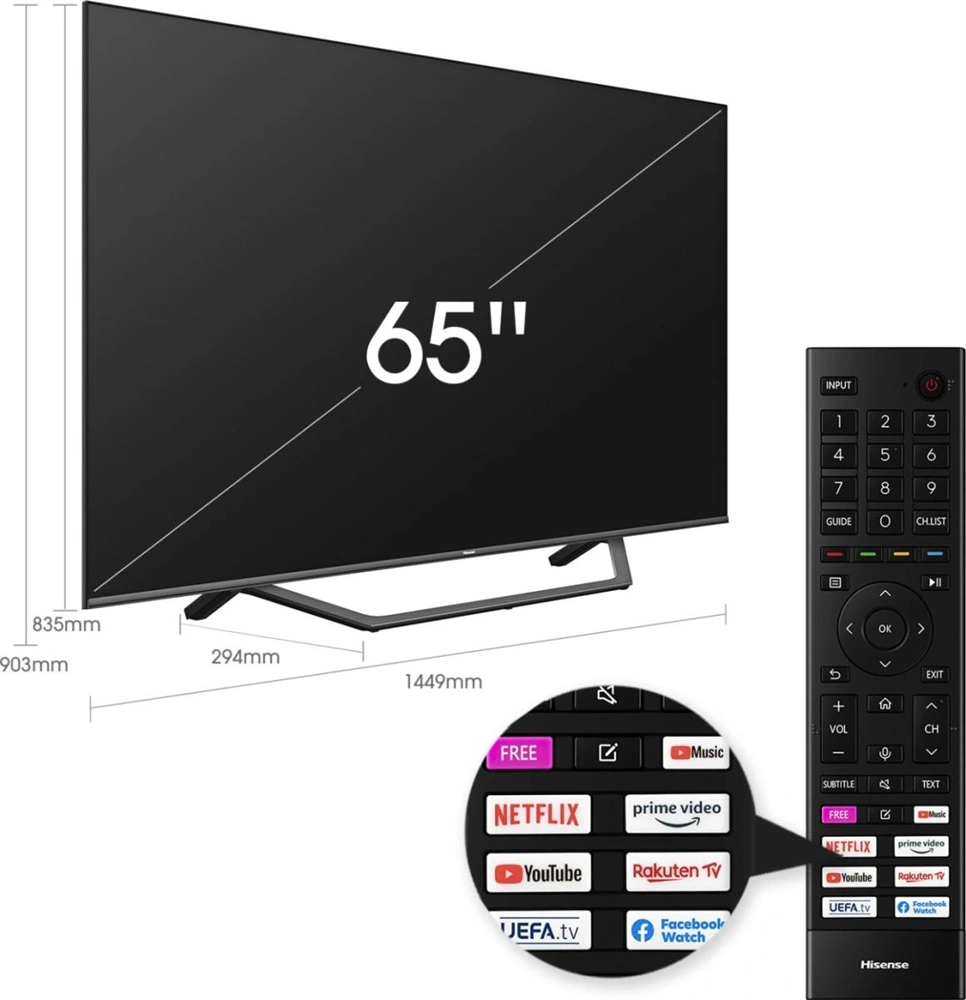 Hisense 65" 65A7GQ 4K UHD Smart QLED TV