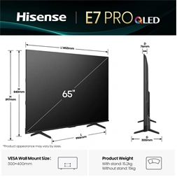 Hisense 65" 65E7QPRO 4K UHD Smart Gamer QLED TV (Újracsomagolt)