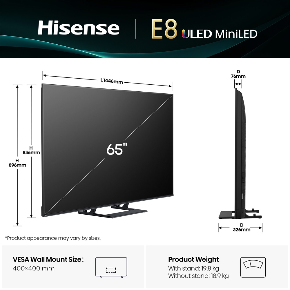 Hisense 65" 65E8Q 4K UHD Smart MiniLED ULED TV