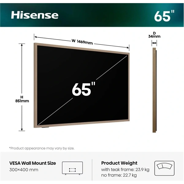 Hisense 65" 65S7S 4K UHD LifeStyle QLED TV