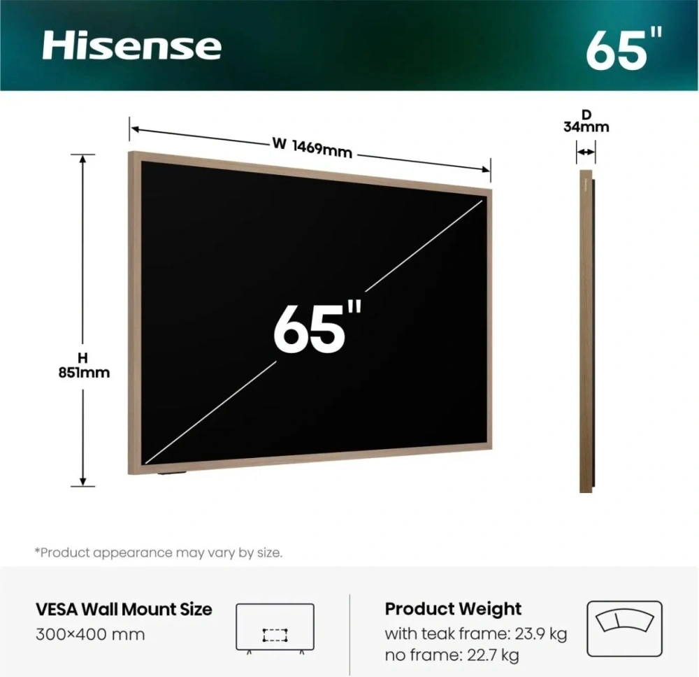Hisense 65" 65S7S 4K UHD LifeStyle QLED TV
