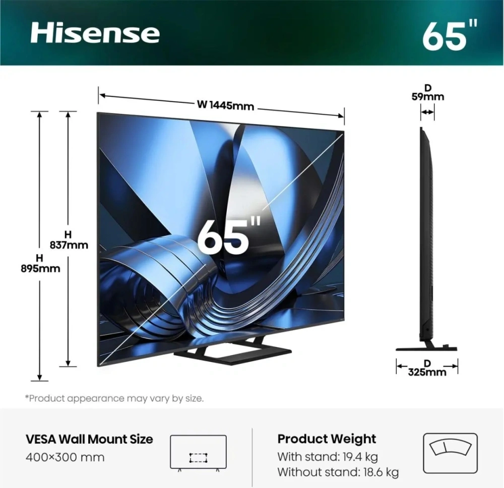 Hisense 65" 65U7SE 4k UHD Smart MiniLED TV