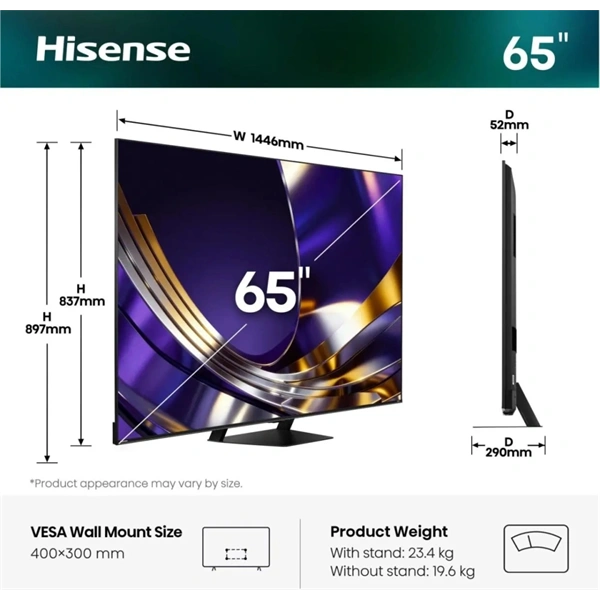 Hisense 65" 65U7S PRO 4K UHD Smart MiniLED TV