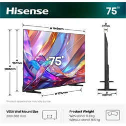 Hisense 75" 75E7S 4K UHD Smart QLED TV