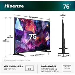 Hisense 75" 75E7S PRO 4K UHD Smart QLED TV