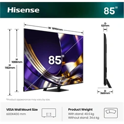 Hisense 85" 85U7S PRO 4K UHD Smart MiniLED TV