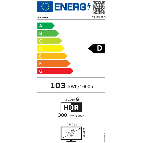 Hisense 85" 85U7S PRO 4K UHD Smart MiniLED TV