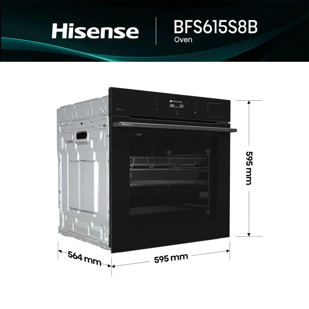 Hisense BFS615S8B fekete, beépíthető, multifunkciós, 60 cm, sütő