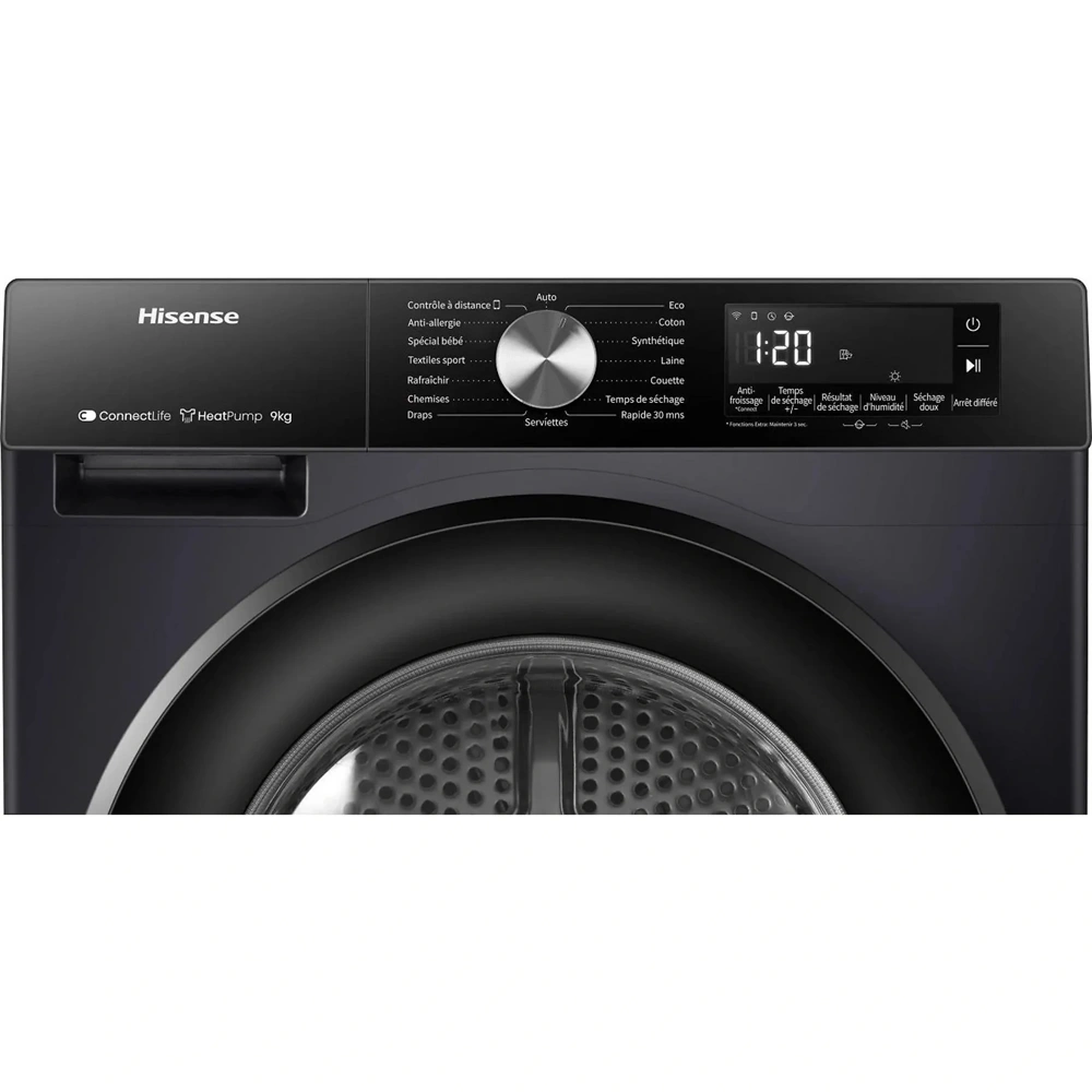 Hisense DH3S902BBCC fekete, hőszivattyús, 9 kg, szárítógép