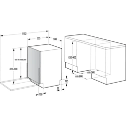Hisense HV673A65 teljesen beépíthető, 60 cm, 16 terítékes, mosogatógép