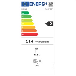 Hisense RB3K330SAID fekete, egyajtós, Hűtő:372L hűtőszekrény