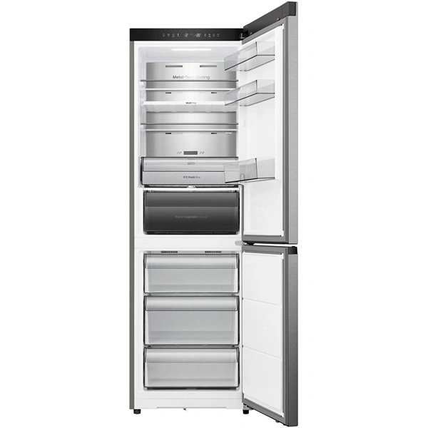 Hisense RB3K330SAID szürke, alulfagyasztós, Hűtő:215L, Fagyasztó:115L, Total No frost hűtőszekrény