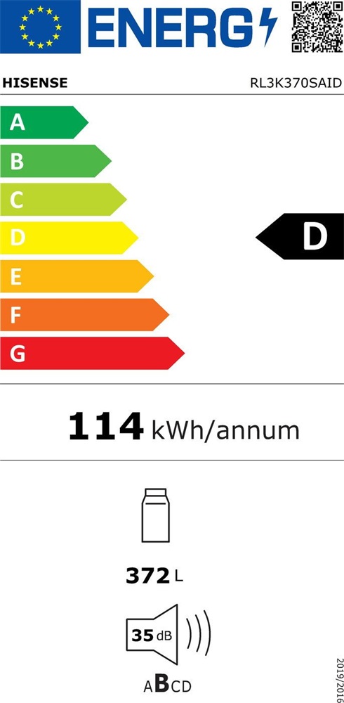 Hisense RL3K370SAID inox, egyajtós, Hűtő:372L, Fagyasztó: 25L hűtőszekrény