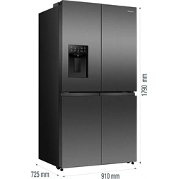 Hisense RQ5P640SYKD fekete, négyajtós, No Frost, 640 l, MultiDoor hűtőszekrény