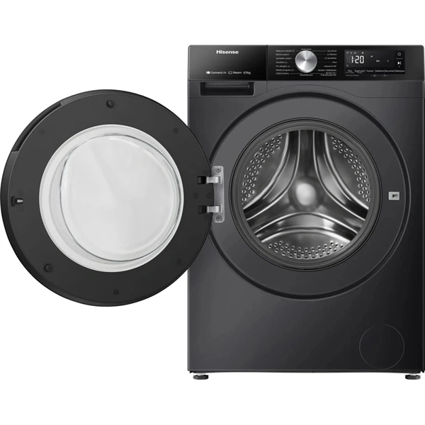 Hisense WD3S8043BB3 fekete, elöltöltős, 8 kg mosás, mosó-szárítógép