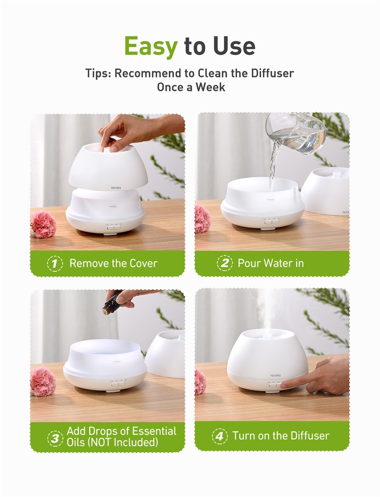 Homásy VicTsing HMHM609AWEU fehér illóolaj párásító