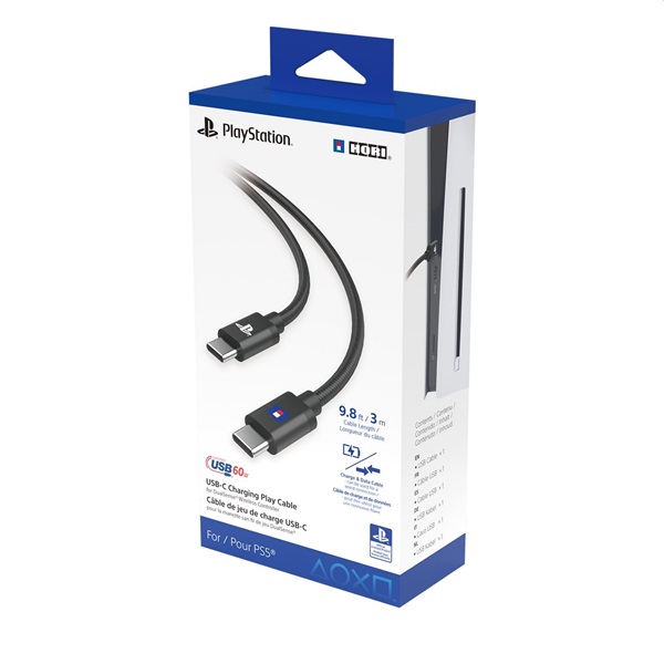 Hori Charging Play 60W 3m PlayStation 5 DualSense USB Type C adat és töltő kábel