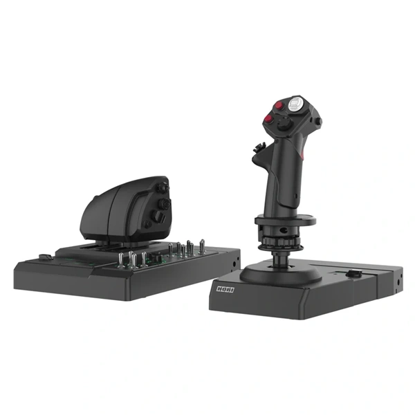 Hori Hotas Flight Control System, PC (Windows), Hall Effect, vezérlpanel, USB, fekete vezetékes joystick