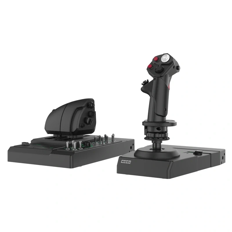 Hori Hotas Flight Control System, PC (Windows), Hall Effect, vezérlpanel, USB, fekete vezetékes joystick