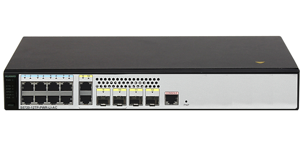 Huawei S5720-12TP-PWR-LI-AC 8port GbE LAN PoE+ (124W) L3 menedzselhető switch