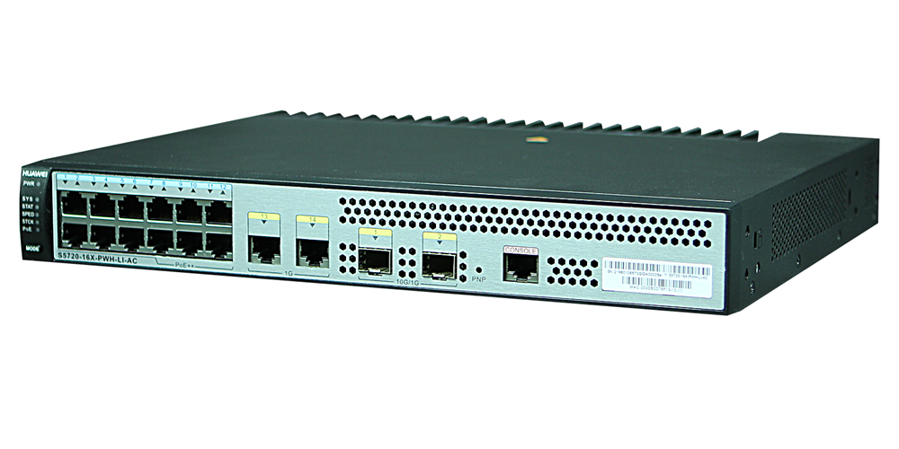 Huawei S5720-16X-PWH-LI-AC 12GbE PoE++ 2xGbE LAN 2x10GbE SFP+ 360W PoE++ L3 menedzselhető switch