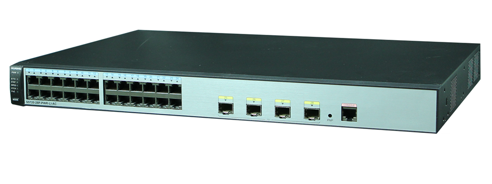 Huawei S5720-28P-PWR-LI-AC 24port GbE LAN PoE+ (370W) L3 menedzselhető switch