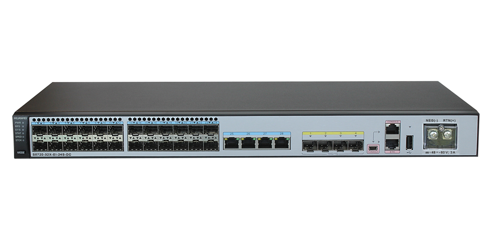Huawei S5720-32X-EI-24S-DC 24xGbE SFP 4xGbE LAN 4x10GbE SFP+ DC -48V L3 menedzselhető switch