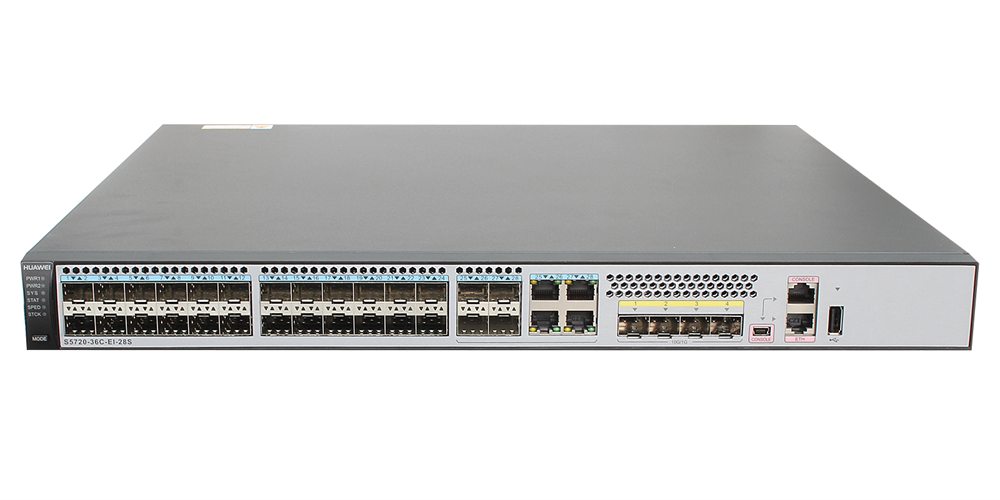 Huawei S5720-36C-EI-28S bundle 24xGbE SFP 4xGbE Combo RJ45/SFP 4x10GbE SFP+ L3 menedzselhető switch