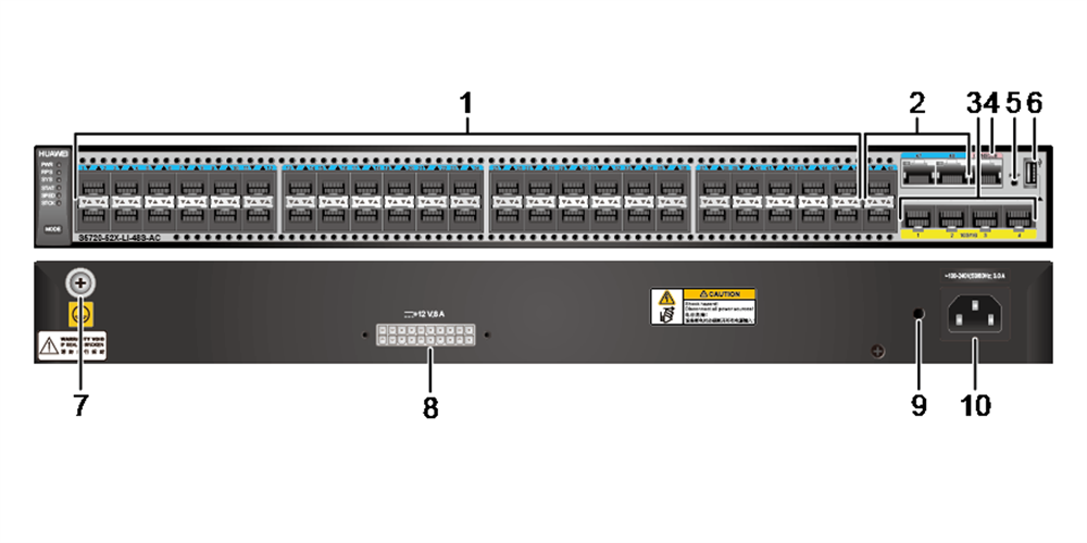Huawei S5720-52X-LI-48S-AC 46xGbE SFP 2xGbE Combo RJ45/SFP 4x10GbE SFP+ L3 menedzselhető switch