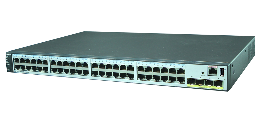 Huawei S5720-52X-PWR-LI-ACF 48xGbE PoE+ LAN 4x10GbE SFP+ 740W PoE+ L3 menedzselhető switch