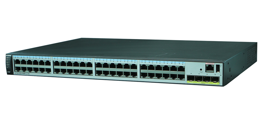 Huawei S5720-52X-PWR-LI-AC 48xGbE PoE+ LAN 4x10GbE SFP+ 370W PoE+ L3 menedzelhető switch