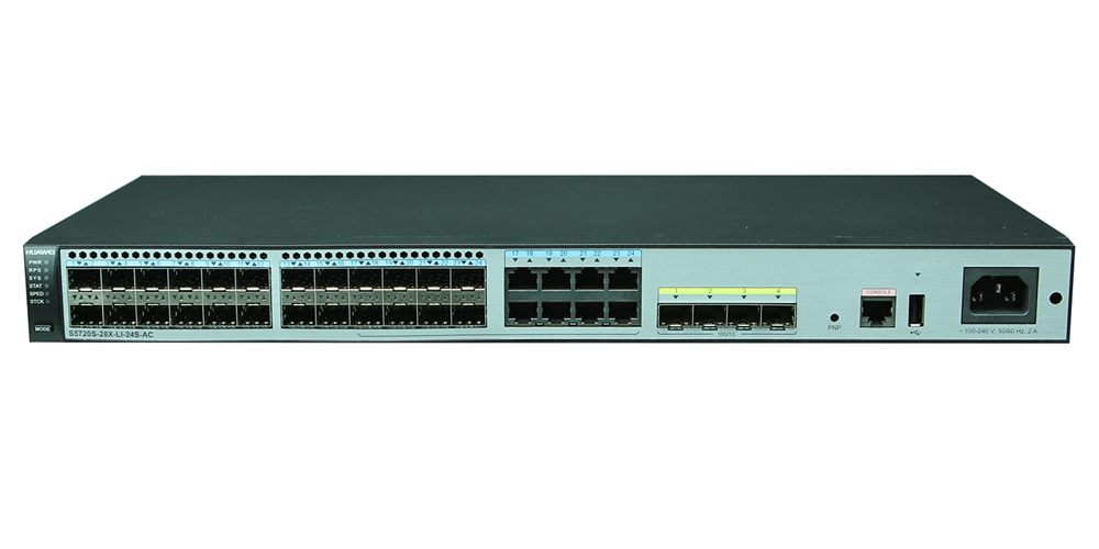 Huawei S5720S-28X-LI-24S-AC 16xGbE LAN 8xGbE Combo RJ45/SFP 4x10GbE SFP+ L3 menedzselhető switch