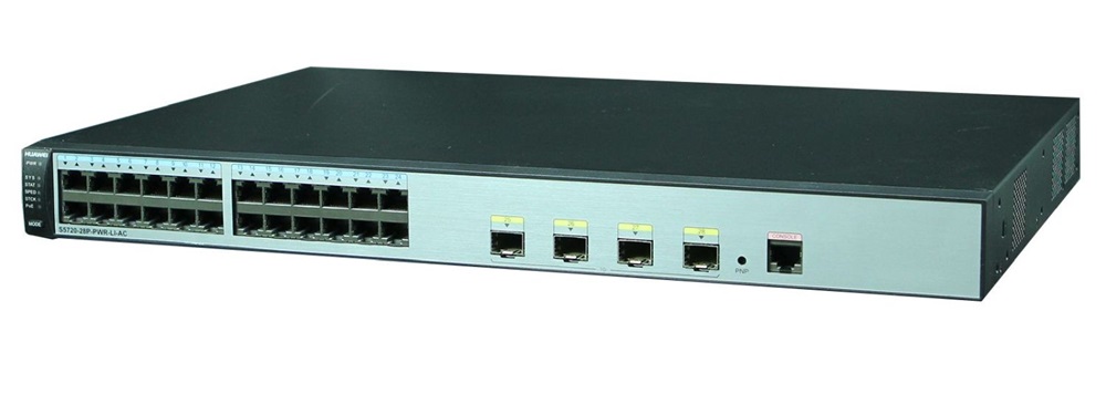 Huawei S5720-28P-PWR-LI-AC 24port GbE LAN PoE+ (370W) L3 menedzselhető switch (Újracsomagolt)