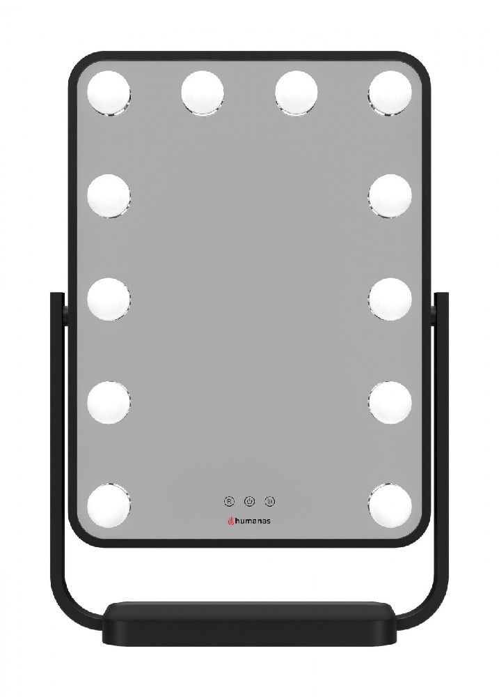 Humanas HS HM01 LED világítással fekete sminktükör