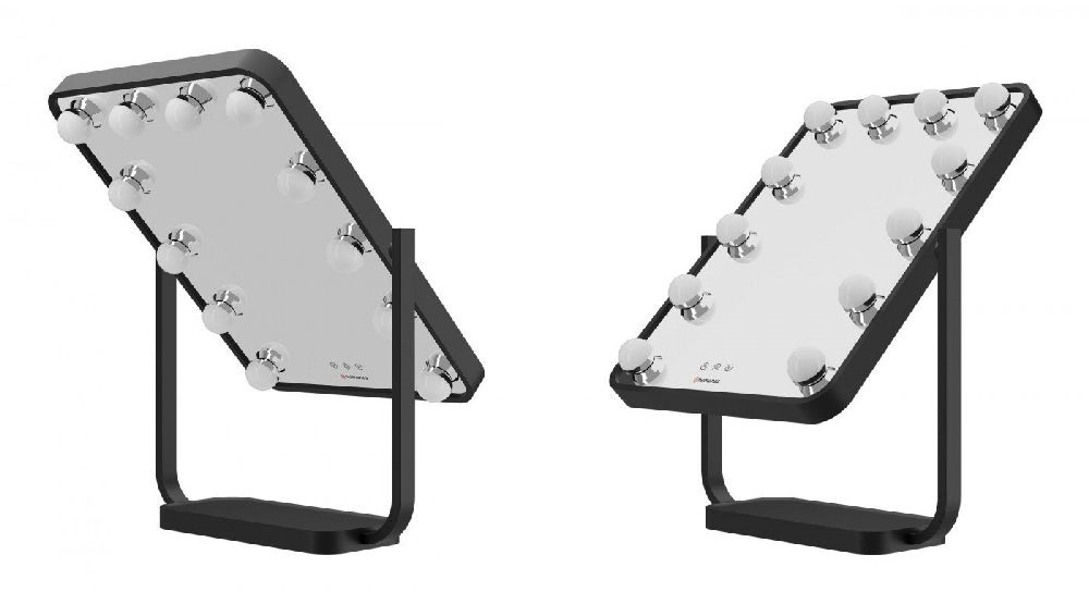 Humanas HS HM01 LED világítással fekete sminktükör