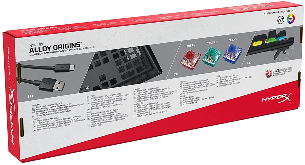 HyperX Alloy Origins (AQUA switches) US világító gamer billentyűzet
