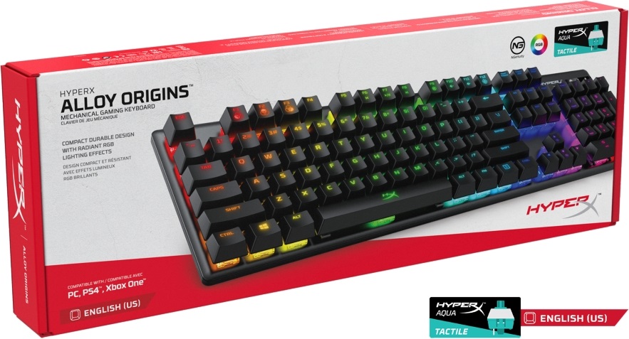 HyperX Alloy Origins (HyperX red) UK világító mechanikus gamer billentyűzet