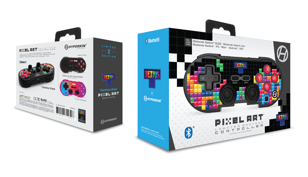 Hyperkin M01328-TETS Pixel Art Tetris Nintendo Switch/PC/Mac/Android vezeték nélküli "Tetrimino Stack" kontroller