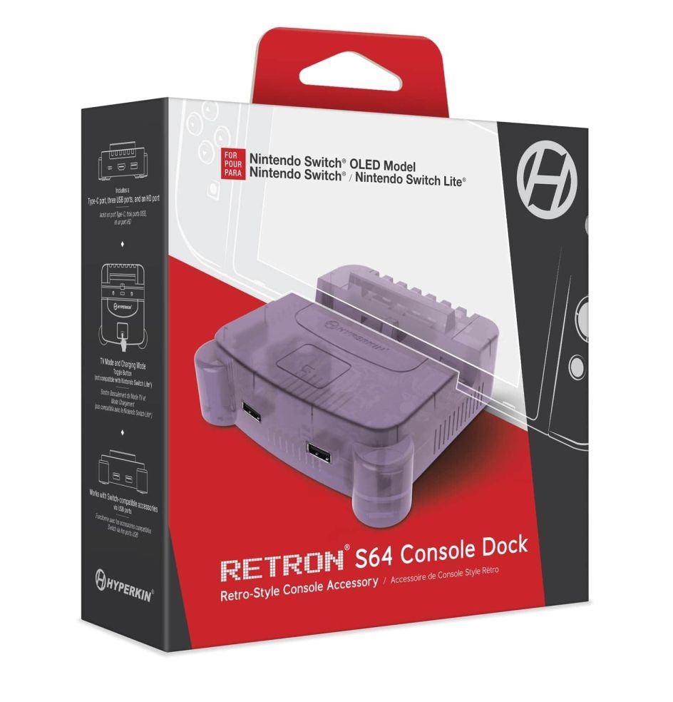 Hyperkin M07390-PU RetroN S64 Nintendo Switch Lila dokkoló
