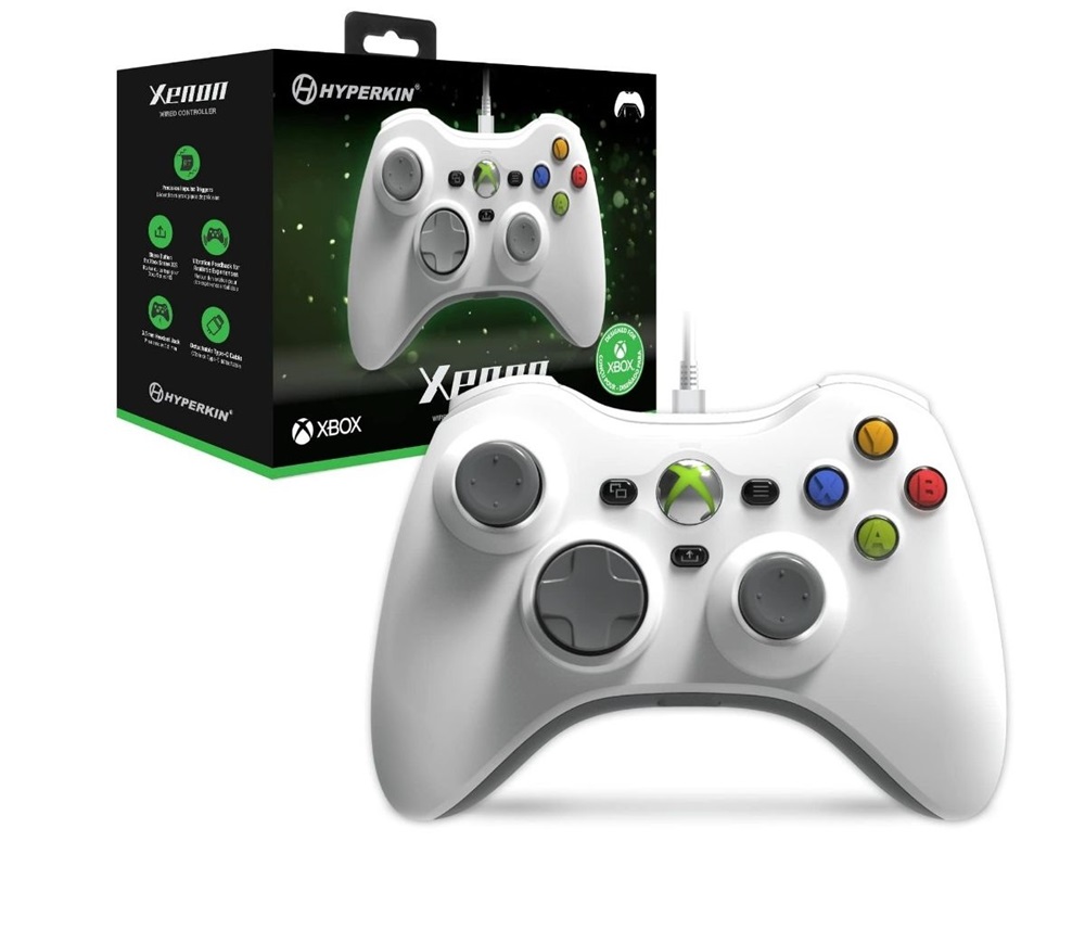 Hyperkin M01368-WH Xenon Xbox Series|One/Windows 11|10 Xbox liszenszelt vezetékes fehér kontroller