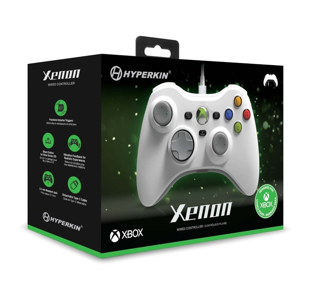 Hyperkin M01368-WH Xenon Xbox Series|One/Windows 11|10 Xbox liszenszelt vezetékes fehér kontroller